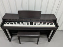 Load image into Gallery viewer, Yamaha clavinova CLP-525 digital piano and stool in dark rosewood stock # 23207