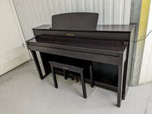 Load image into Gallery viewer, Yamaha Clavinova CLP-645 digital piano and stool in dark rosewood stock # 23237