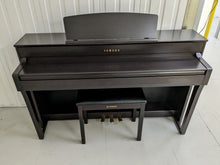 Load image into Gallery viewer, Yamaha Clavinova CLP-645 digital piano and stool in dark rosewood stock # 23237