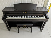 Load image into Gallery viewer, Yamaha Clavinova CLP-645 digital piano and stool in dark rosewood stock # 23237