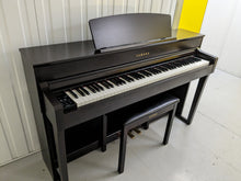 Load image into Gallery viewer, Yamaha Clavinova CLP-645 digital piano and stool in dark rosewood stock # 23237