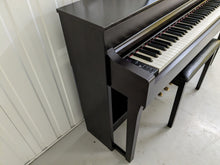 Load image into Gallery viewer, Yamaha Clavinova CLP-645 digital piano and stool in dark rosewood stock # 23237