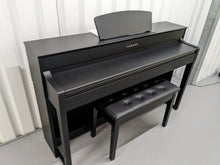 Load image into Gallery viewer, Yamaha Clavinova CLP-535 digital piano and stool in satin black stock # 23466