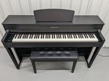 Load image into Gallery viewer, Yamaha Clavinova CLP-535 digital piano and stool in satin black stock # 23466
