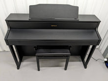 Load image into Gallery viewer, Roland HP605 digital piano and stool in satin black finish stock number 23489