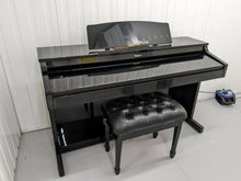 Load image into Gallery viewer, Roland HP-3e Digital Piano and stool in glossy black polished ebony Stock #23506