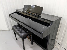 Load image into Gallery viewer, Roland HP-3e Digital Piano and stool in glossy black polished ebony Stock #23506