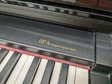 Load image into Gallery viewer, Roland HP-3e Digital Piano and stool in glossy black polished ebony Stock #23506