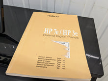 Load image into Gallery viewer, Roland HP-3e Digital Piano and stool in glossy black polished ebony Stock #23506