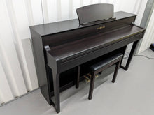 Load image into Gallery viewer, Yamaha Clavinova CLP-635 Digital Piano and stool in dark rosewood stock #24029