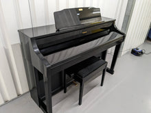Load image into Gallery viewer, Roland HP508 digital piano and stool in polished glossy black stock number 24054