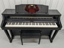 Load image into Gallery viewer, Roland HP508 digital piano and stool in polished glossy black stock number 24054