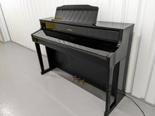 Load image into Gallery viewer, Roland HP605 digital piano and stool in glossy black polished ebony stock #25042