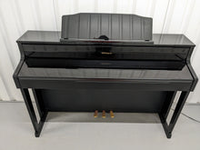 Load image into Gallery viewer, Roland HP605 digital piano and stool in glossy black polished ebony stock #25042