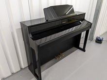 Load image into Gallery viewer, Roland HP605 digital piano and stool in glossy black polished ebony stock #25042
