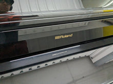 Load image into Gallery viewer, Roland HP605 digital piano and stool in glossy black polished ebony stock #25042