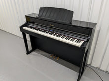 Load image into Gallery viewer, Roland HP605 digital piano and stool in glossy black polished ebony stock #25042
