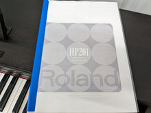 Load image into Gallery viewer, Roland HP201 digital piano and stool in dark rosewood finish stock number 24117