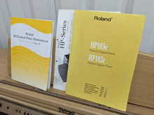 Load image into Gallery viewer, Roland HP102e digital piano and stool in light oak finish stock number 24134