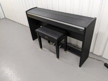 Load image into Gallery viewer, Roland F120R compact slim size Digital Piano and stool in black stock # 24188