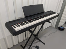 Load image into Gallery viewer, Yamaha P-115 digital portable piano with collapsible stand and pedal black stock #24227