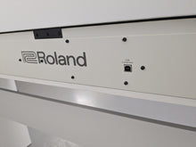 Load image into Gallery viewer, Roland F140R Digital Piano in satin white slim line space saver stock # 24246