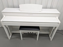 Load image into Gallery viewer, Yamaha Clavinova CLP-535 digital piano and stool in satin white stock # 24251