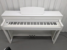 Load image into Gallery viewer, Yamaha Clavinova CLP-535 digital piano and stool in satin white stock # 24251