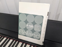 Load image into Gallery viewer, Roland F120R compact slim size Digital Piano and stool in black stock # 24279