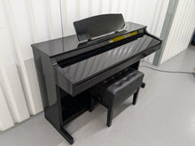 Load image into Gallery viewer, Roland HP-3e Digital Piano and stool in glossy black polished ebony Stock #24307