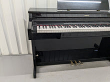 Load image into Gallery viewer, Roland HP-3e Digital Piano and stool in glossy black polished ebony Stock #24307