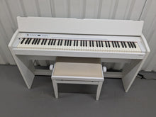 Load image into Gallery viewer, Roland F120R compact slim size Digital Piano and stool in white stock # 24364