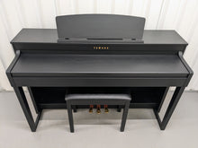 Load image into Gallery viewer, Yamaha Clavinova CLP-440 Digital Piano and stool in satin black stock no 24389