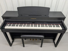 Load image into Gallery viewer, Yamaha Clavinova CLP-440 Digital Piano and stool in satin black stock no 24389