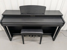 Load image into Gallery viewer, Yamaha clavinova CLP-725 digital piano and stool in satin black stock #24401