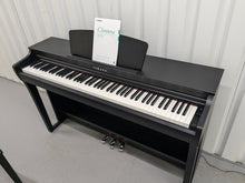 Load image into Gallery viewer, Yamaha clavinova CLP-725 digital piano and stool in satin black stock #24401