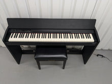 Load image into Gallery viewer, Roland F120R compact slim size Digital Piano and stool in black stock # 24410