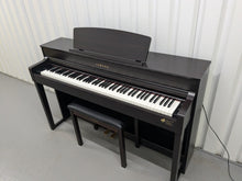 Load image into Gallery viewer, Yamaha Clavinova CLP-575 digital piano and stool in dark rosewood finish stock #24411