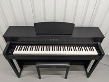 Load image into Gallery viewer, Yamaha Clavinova CLP-535 digital piano and stool in satin black stock # 24444