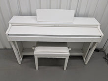 Load image into Gallery viewer, Yamaha Clavinova CLP-625 digital piano and stool in satin white stock #24461