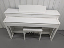 Load image into Gallery viewer, Yamaha Clavinova CLP-545 digital piano in satin white with stool. stock nr 24494