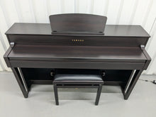 Load image into Gallery viewer, Yamaha Clavinova CLP-635 Digital Piano and stool in dark rosewood stock #24554