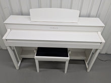 Load image into Gallery viewer, Yamaha Clavinova CLP-575 in satin white finish+ stool stock # 24562