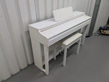 Load image into Gallery viewer, Yamaha Clavinova CLP-625 digital piano and stool in satin white stock #24565