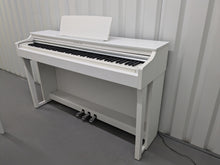 Load image into Gallery viewer, Yamaha Clavinova CLP-625 digital piano and stool in satin white stock #24565