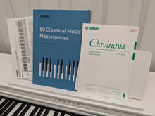 Load image into Gallery viewer, Yamaha Clavinova CLP-625 digital piano and stool in satin white stock #24565