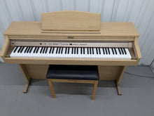 Load image into Gallery viewer, Roland HP102e digital piano and stool in light oak finish stock number 24617