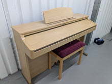 Load image into Gallery viewer, Roland HP102e digital piano and stool in light oak finish stock number 24614