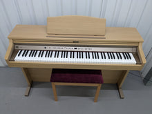 Load image into Gallery viewer, Roland HP102e digital piano and stool in light oak finish stock number 24614