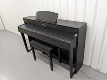Load image into Gallery viewer, Yamaha Clavinova CLP-635 Digital Piano and stool in satin black stock #25025